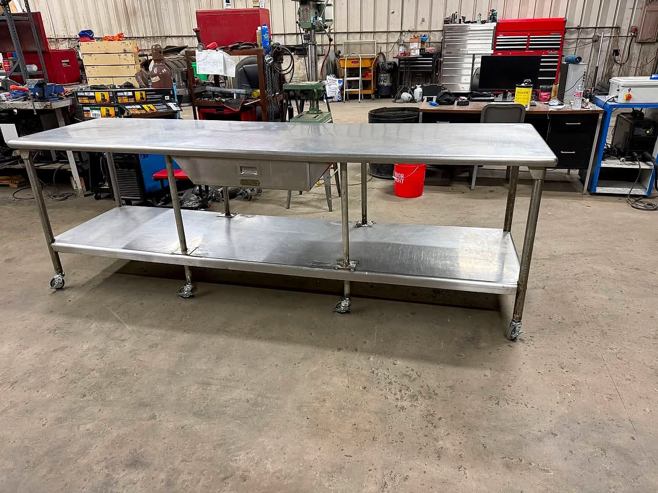 Stainless table with new braces and casters